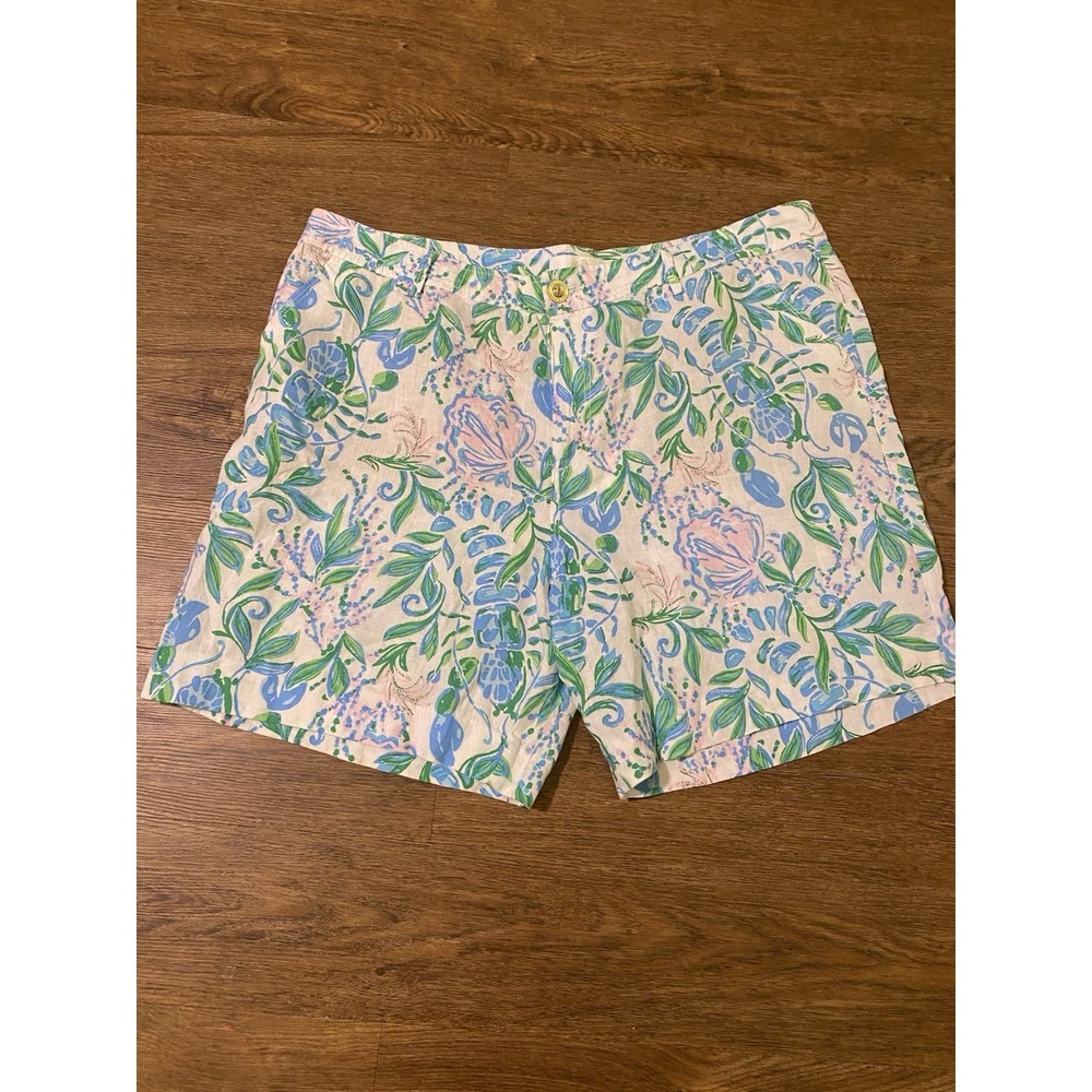 NWT Lilly Pulitzer Aldora Linen Shorts 16 "Just a Pinch" Lobster  Coastal Chic